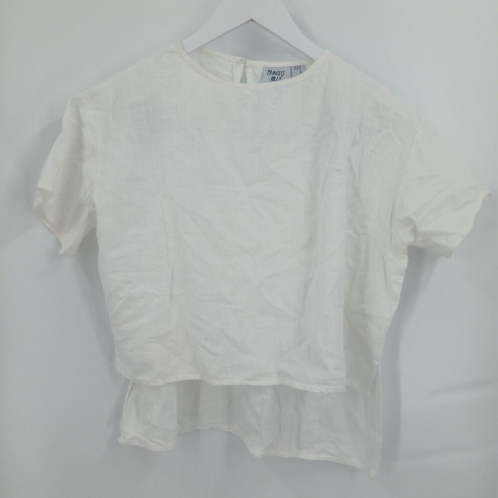 Princess Polly White Short Sleeve Crop Top Womens Size 0 Ribbed Keyhole Tee